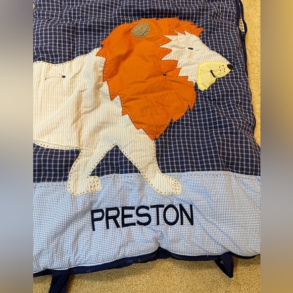 Pottery Barn Kids Lion applique Preston sleeping bag, new like condition - Picture 3 of 10